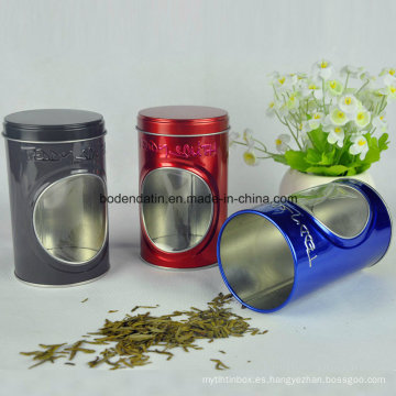 Caja redonda de encargo de la lata del té con la ventana del PVC China Supplier